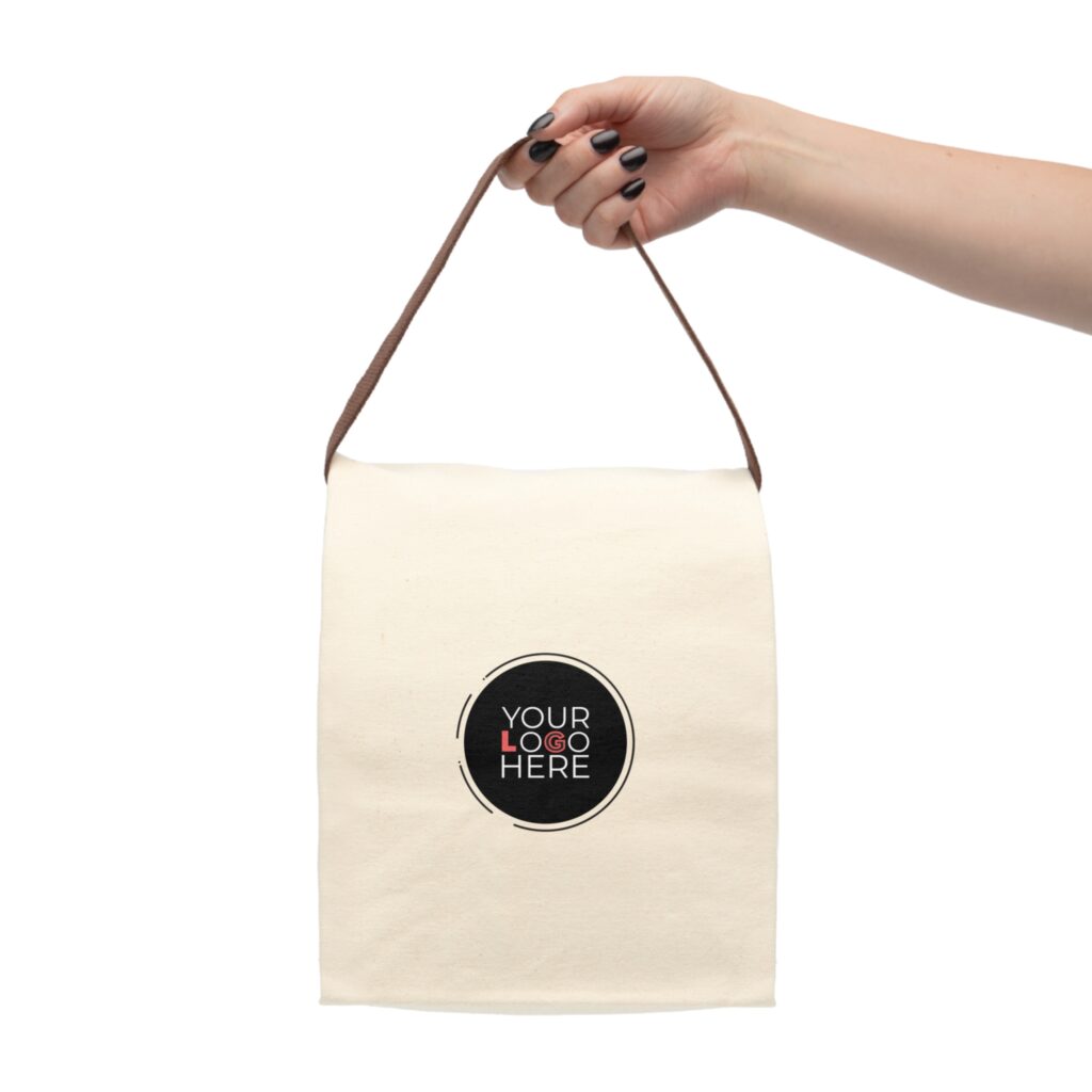 Canvas Lunch Bag With Strap - Image 4